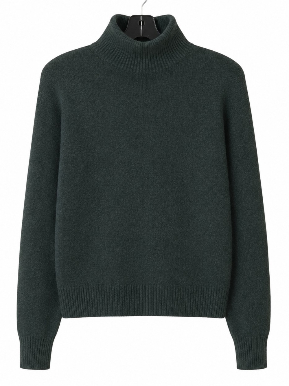 Zara Dark Green Wool Blend Turtleneck Sweater Size Small Minimalist Preppy - Picture 3 of 6